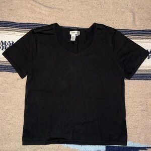 Coldwater Creek black Silk v neck classic basic t shirt women’s 1X